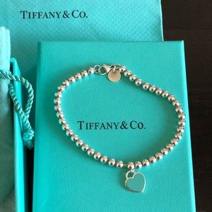 Return to Tiffany silver beaded bracelet